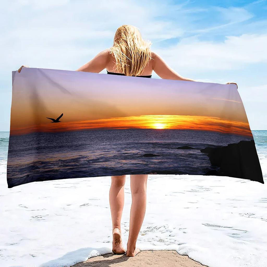 Seagull Beach Towel,Microfiber Beach Towel Fast Drying,Sand Free Beach Towel Super Lightweight Towels For Swimming Pool,Camping