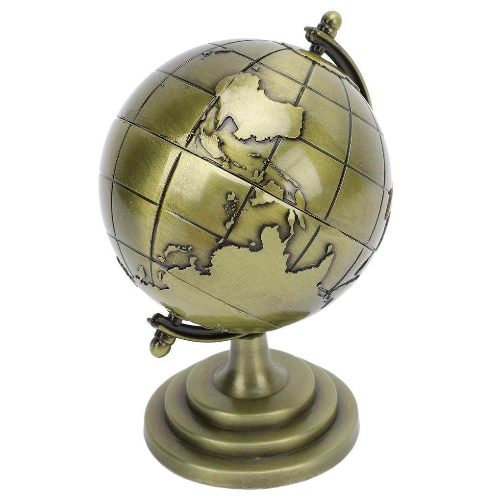 World Globe Alloy Metallic Luster and Texture 360 Degrees Rotating Educational Globe for Office Study