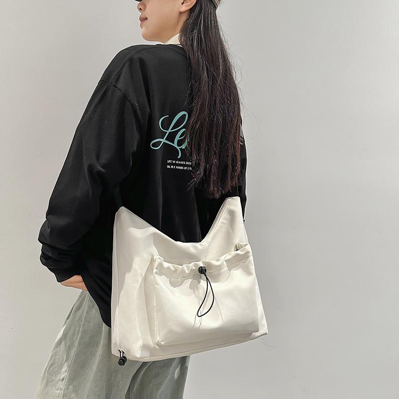 Large Capacity Drawstring Bag Men Lightweight Crossbody Bag Women Commuter Shoulder Tote Bag