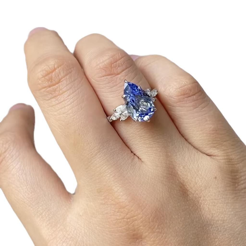 Женское кольцо с сапфиром, кольцо с цирконом, женское обручальное кольцо