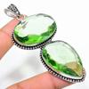 Green Amethyst Gemstone Handmade 925 Sterling Silver Jewelry Pendant 3.55" g8C27