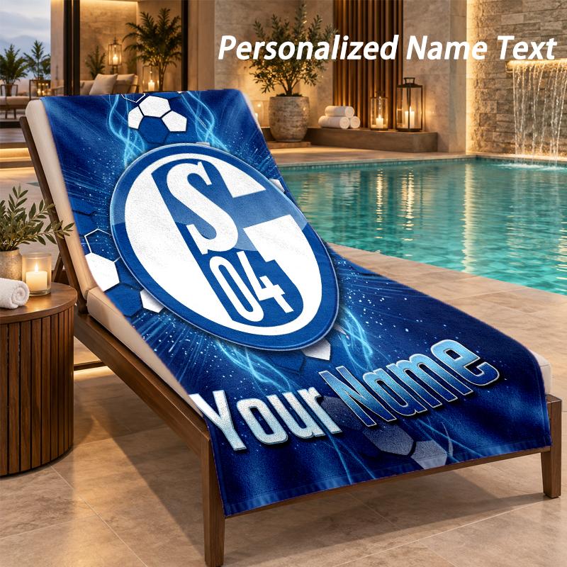 Пляжное полотенце с принтом Schalke 04 FC и индивидуальным текстом, большое полотенце для дома, ванной комнаты, пляжа