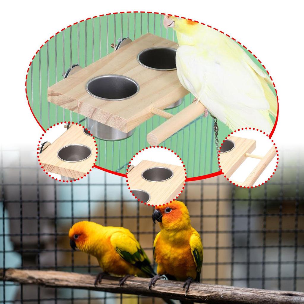 Кормушка для птиц, жердочка, принадлежности для кормления и поения, деревянная миска для мелких животных, попугаев