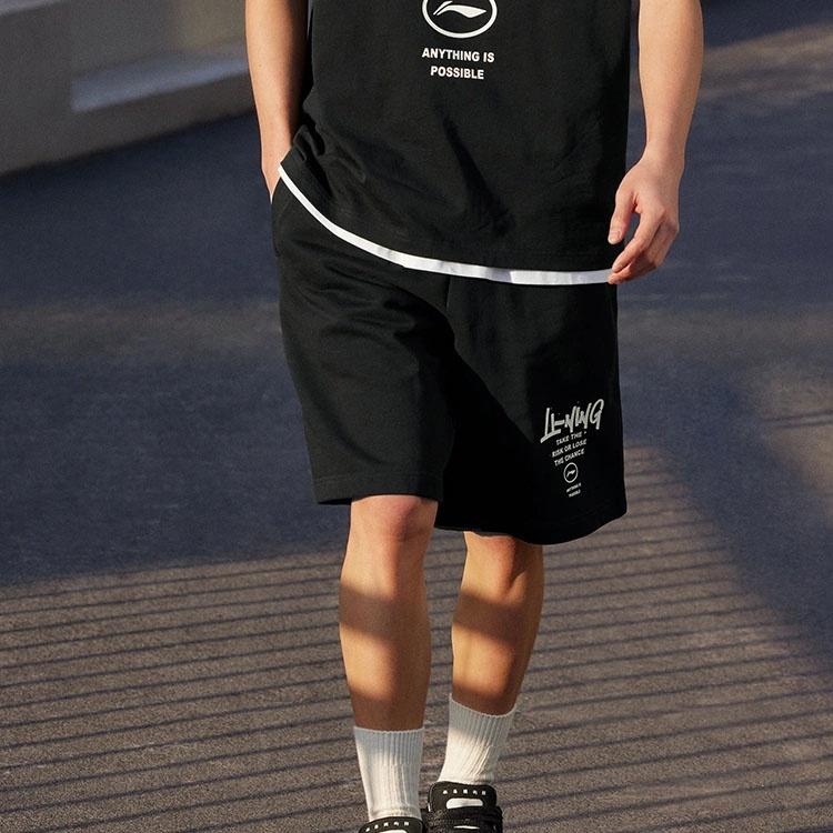 Li-Ning Anything Is Possible Graphic Straight Shorts 'Black' Men's AKST593-4