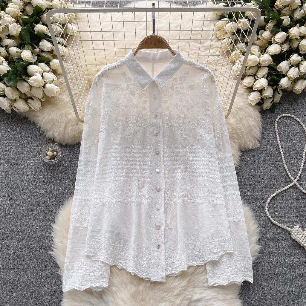 Dimanaf 2025 Весна Рубашка Женская Кружевная Блузка Короткий Рукав Модные Топы Футболки Свободные Белые Зеленые Футболки Новые