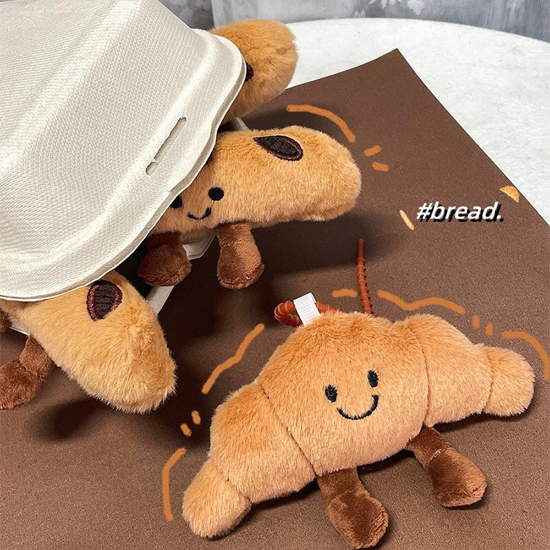Cute Food Plush Keychain Hanging Accessories Croissant Baguette Pretzel Bread Collection Decorative Anime Keychain Gift For Kids