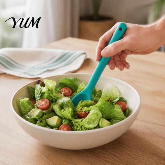 Hanging Storage Kitchen Spoon Silicone Mixing with Long Handle, Heat Resistant Non-stick Nonstick Cookware Safe Spatula Cookware, Dishwasher