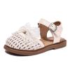 Girls Lace-up Bow Knit Cutout Sandals Kids Beach Closed-Toe Princess Shoes Size 26-34