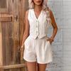 2024 European & American Women's Solid Color Casual Tank Top & Shorts Set