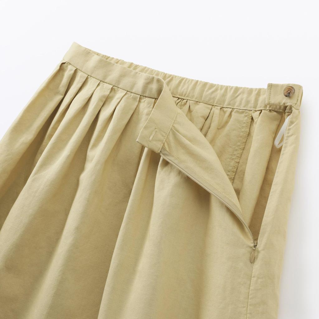 MUJI Women's Hemp Cotton Easy Long Skirt, BE1VBA5S, Yellow, Size L