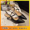 Versatile Pointed Head Bag Head Empty Sandals Women 2025 Summer New Thin Heel Soft Sole Fairy Wind One-word Buckle Single Shoes Women