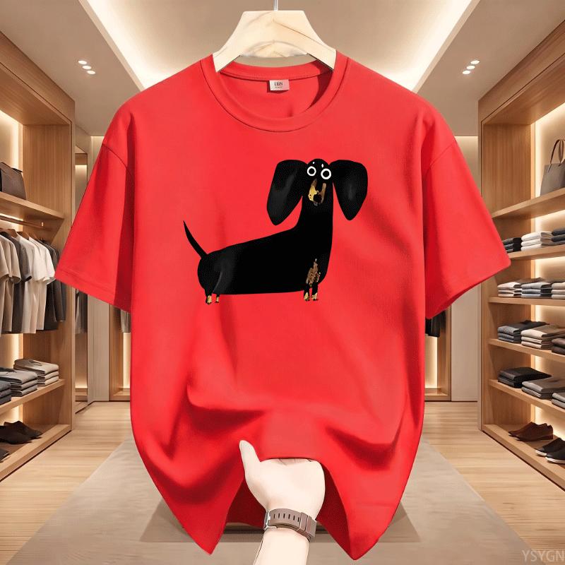 Funny Dachshund With Big Eyes Printed Tshirt Cotton Summer Short Sleeve Tshirt Unisex Unisex Round Neck Casual Soft Tees Clothing