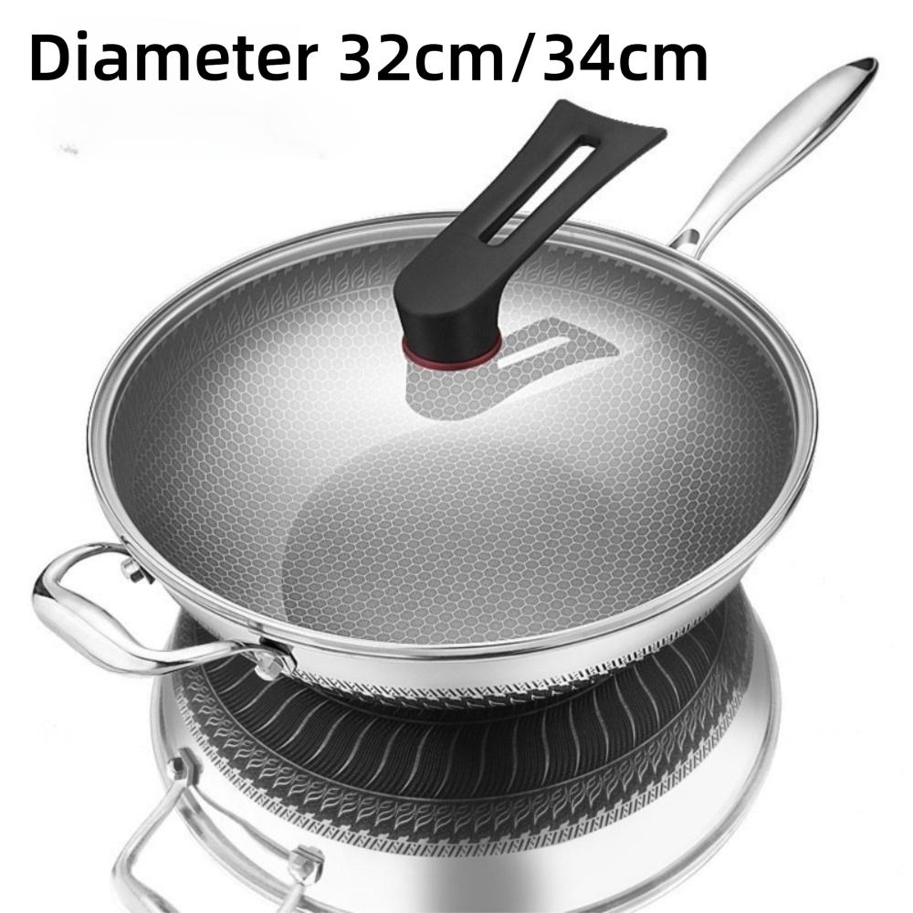 Антипригарный вок из нержавеющей стали 316, без покрытия, с сотовым дном, сковорода вок, газовая, индукционная плита