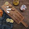 Acacia Wood Cheese Board Set with Stainless Steel Knives and Forks - Ideal for Snacks and Cutlery.