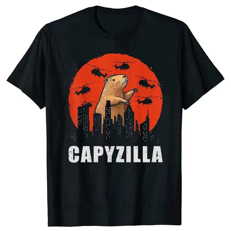 3D Printed Funny Capybara TShirt for WomenRetro Pattern T-Shirts Summer Casual Fashion Loose T-Shirts Round Neck Tops