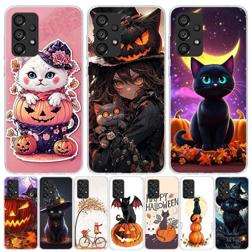 Kitten Cat Christmas Pumpkin Phone Case For Samsung Galaxy A13 A14 A15 A16 A53 A54 A55 A56 A33 A34 A35 A36 A23 A24 A25 A26 A05S