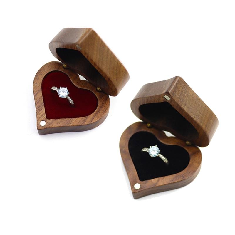 Vintage Wood Box Versatile Wedding Rings Box Charming Jewelry Presentation Box Wood Material Rings Accessories for Rings