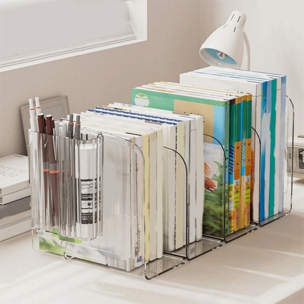Thickened Divided Book Stand Save Space Desktop Sorting Rack Acrylic Book Stand School