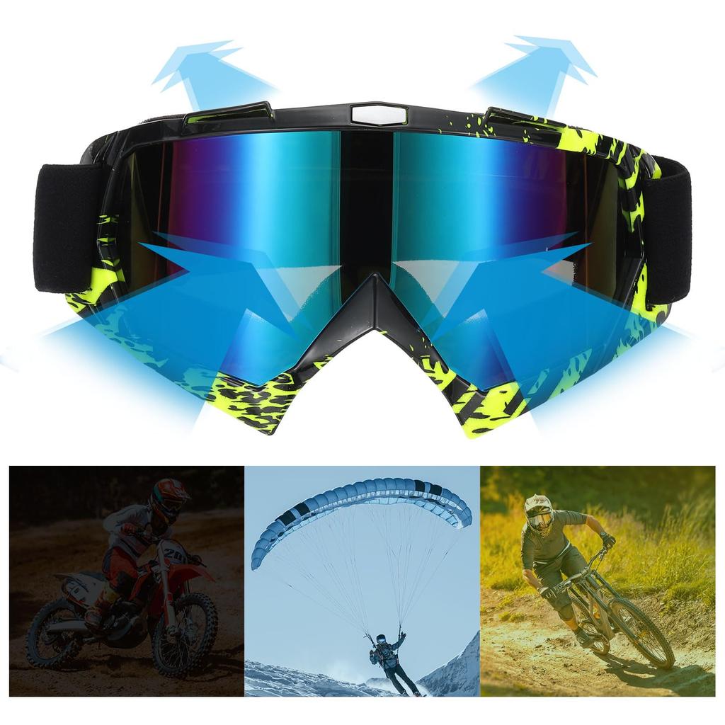 Шлем для мотокросса, мотоцикла, квадроцикла, лыжного спорта для горных лыж, желто-черный с цветными линзами [PATIKIL] Очки, Очки, Очки, Очки, Очки,