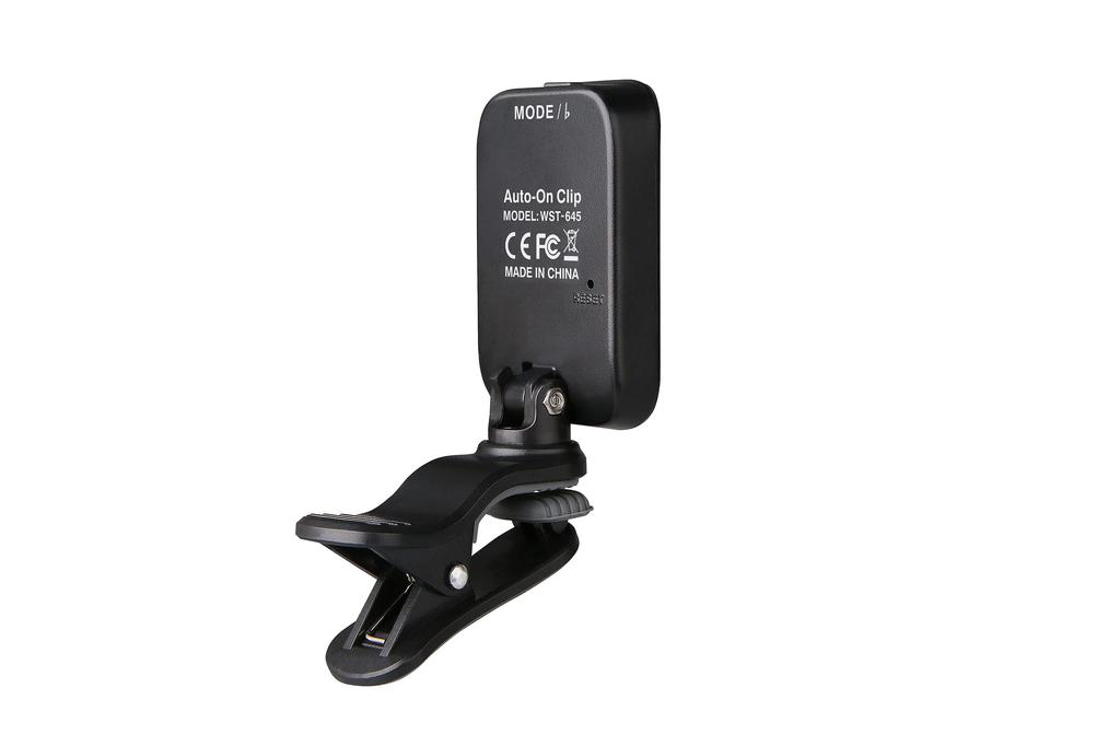 Перезаряжаемый клипсовый тюнер Cherub WST-645, Перезаряжаемая зарядка USB Type-C, Легко читаемый дисплей, Несколько режимов настройки (Укулеле и бас), компактный