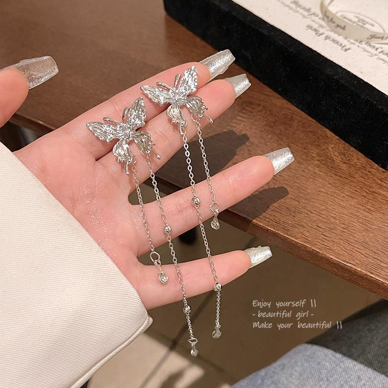 Серьги-бабочки из серебра 925 пробы с кисточками — модный длинный роскошный дизайн для женщин