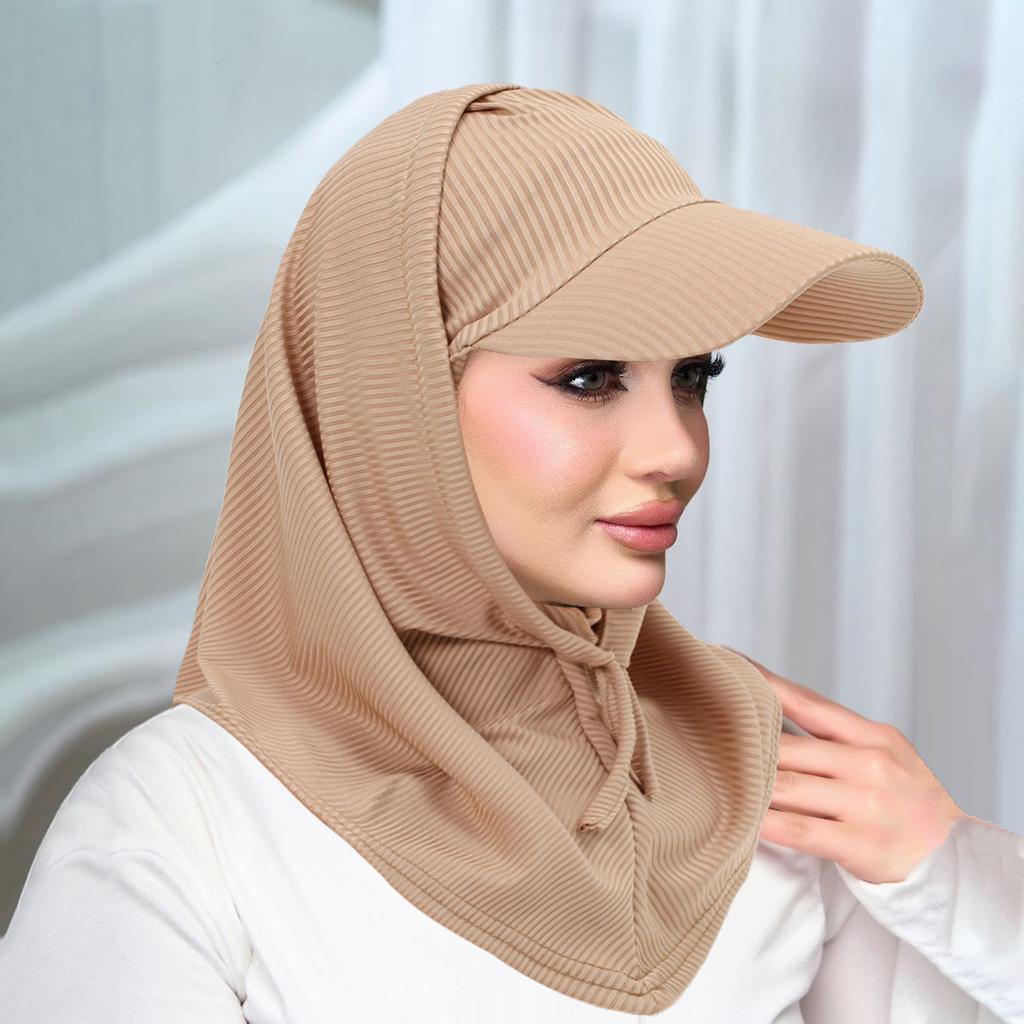 Islamic Hijab Baseball Cap for Woman Abayas Jersey Scarf Neck Cover Muslim Women Turban Instant Head Wrap Solid Color Hat