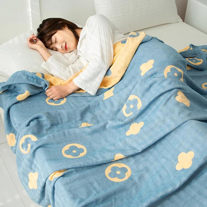 Новое двойное хлопковое одеяло для кроватей, марлевая простыня для дивана, одно крутое одеяло, мягкое дышащее удобное покрывало на кровать