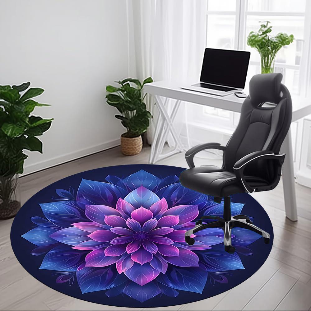 1pc Lotus Mandala Carpet for Office Non Slip, Round Carpet, Soft & Comfortable, Carpet for Office, Lightweight Round Floor Mat