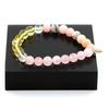 Stones and Minerals. Pink Opal Beaded Bracelet + Pink Quartz + Citrine + Quartz 8 Mm. Made In France.
