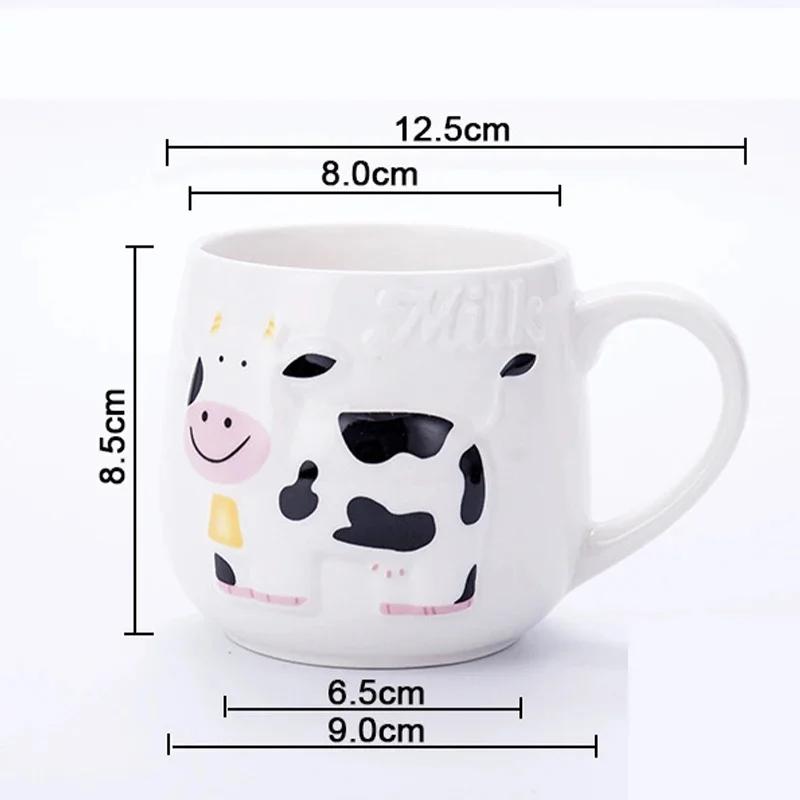 1pc Creative 3D Animal Mug Relief Cow Ceramic Mug Coffee Cups Teacup Juice Milk Tea Bottle Cute Animals Breakfast Cups Kids Gift