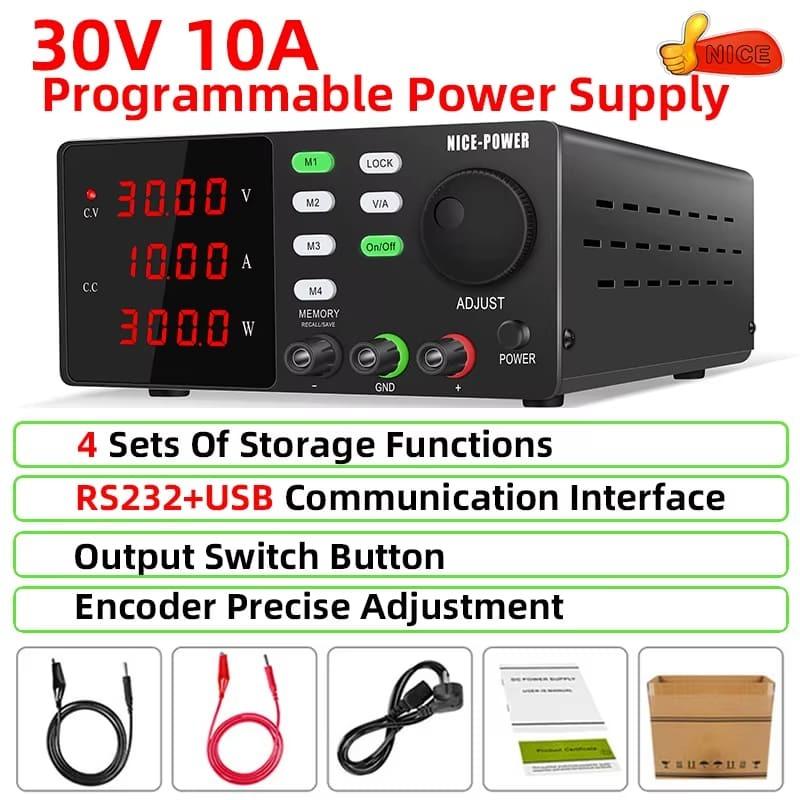 Новый программируемый лабораторный источник питания постоянного тока ЕС, регулируемый, 30 В, 10 А, 5 А, настольный источник питания, 4 комплекта функций хранения