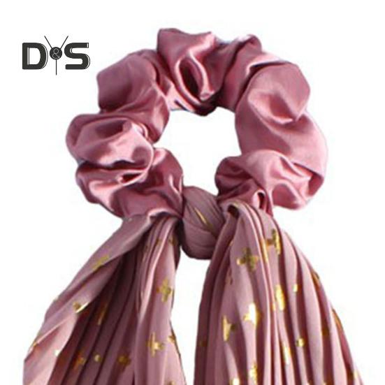 Лента для волос с бантом, декоративная плиссированная тканевая резинка для волос, укладка фиксированных волос, без плавающего кольца для волос, модные аксессуары для волос