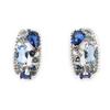 [M5558] - Silver Half Hoop Earrings 'Sissi' Blue (12x8 Mm)