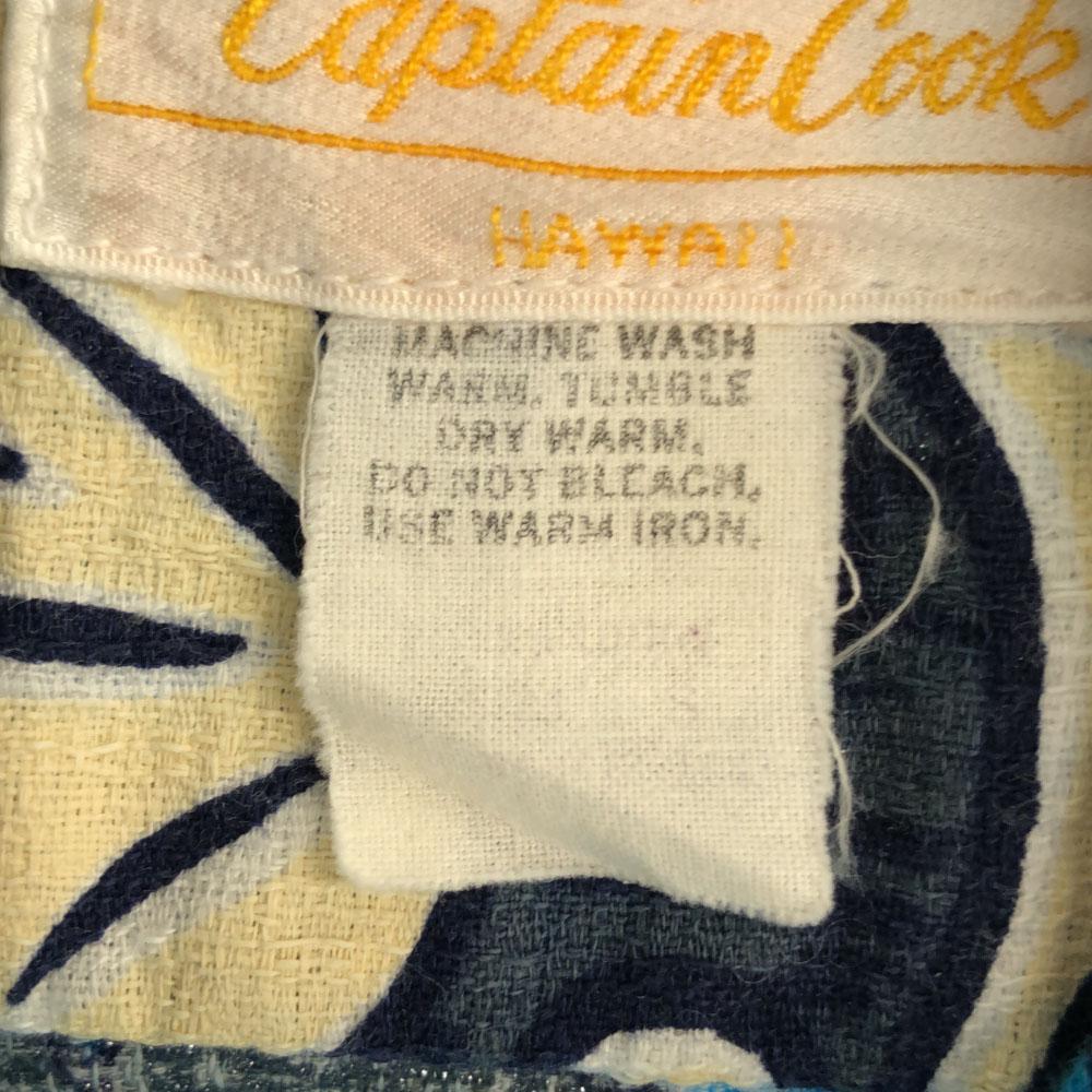 Капитан Кук 70-е цветочный геометрический Рукав короткий Гавайская рубашка Старый винтаж Мужской Б/у