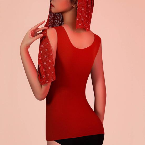 Женский бесшовный жилет с нагрудными вкладышами, без рукавов, толстый немецкий бархат, термобелье, сохраняющее тепло, эластичный, с V-образным вырезом, кружевной топ, зимняя базовая модель