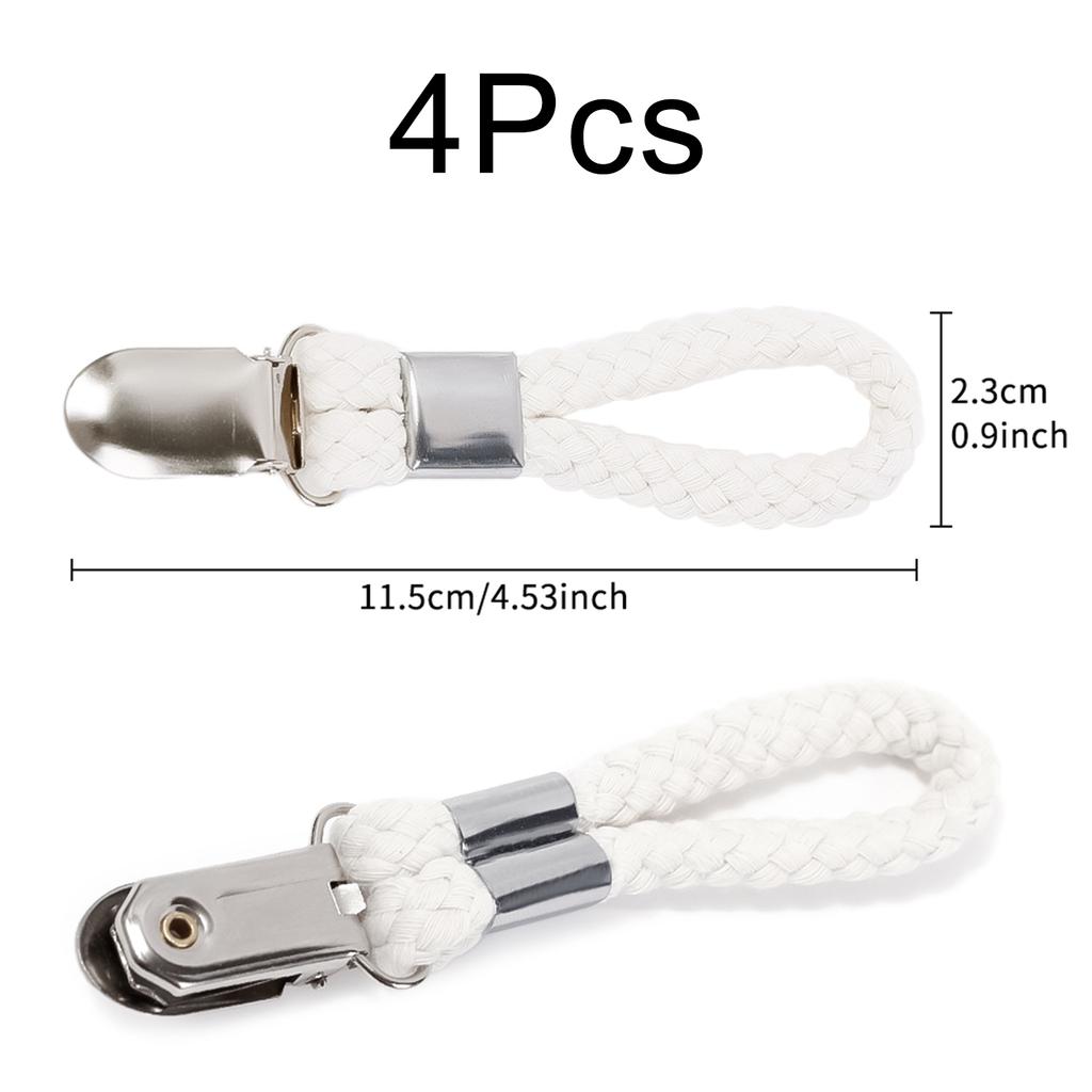 Набор из 12 штук зажимов для полотенец из нержавеющей стали и плетеной ткани, белого и серебристого цветов