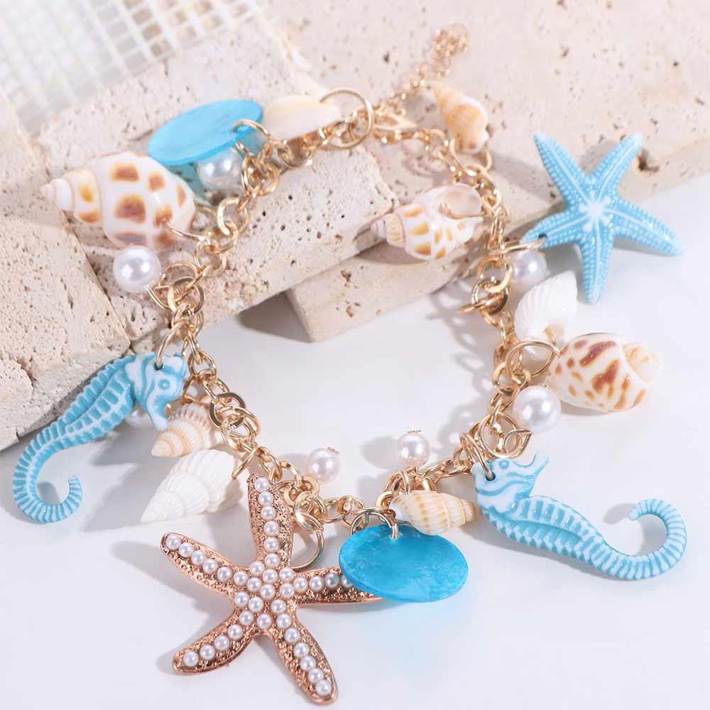 Imitation Pearl Shell Starfish Bracelet Sea Series Natural Conch Beach Bracelets Beach
