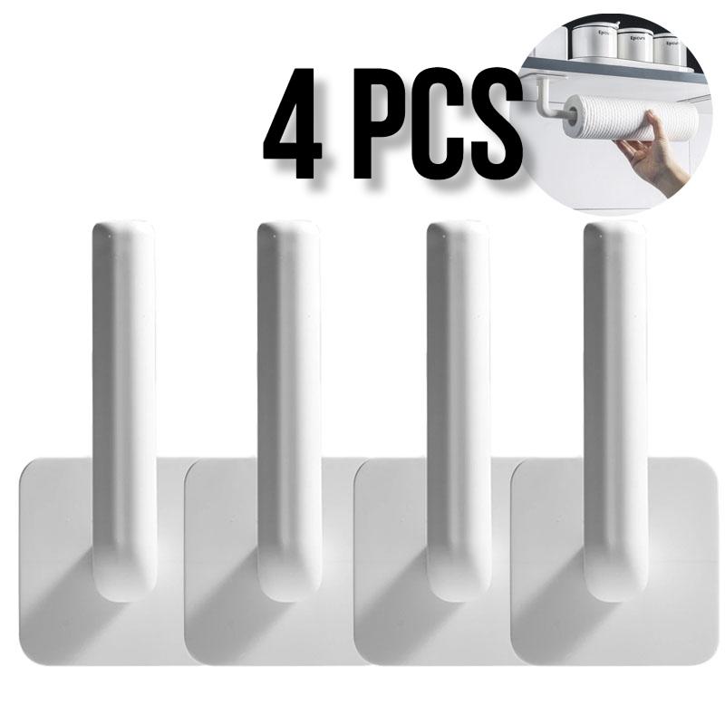 4pcs Roll Paper Storage Rack Kitchen Under Cabinet Self-adhesive Accessories Towel Toilet Holder Tissue Hanger For Bathroom