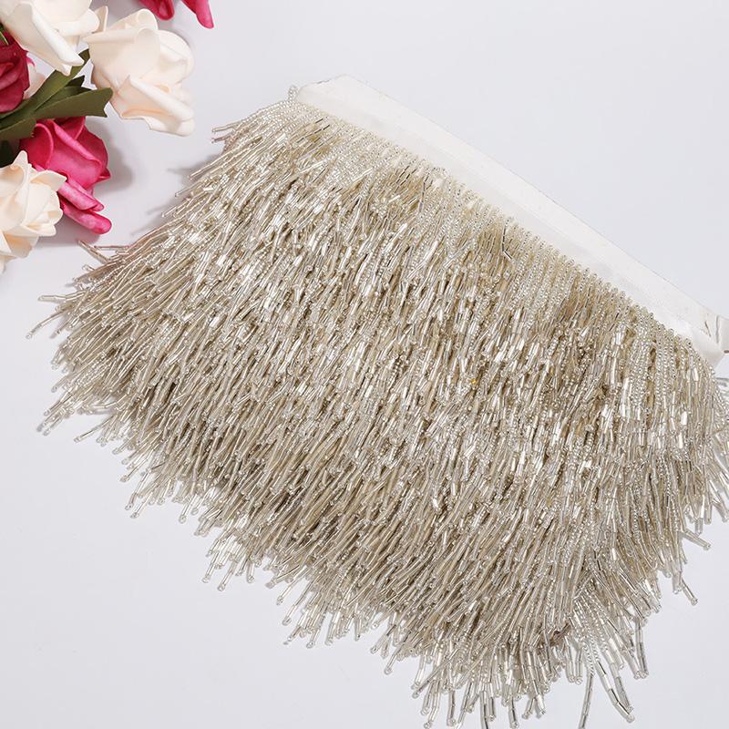 1 Yard Tube Beads Fringe Trim Rhinestones Chain Tassel Crystal Lamp Curtain Hanging Tassel Applique Sew On Garment Crafts