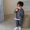 Spring and Autumn Children's Clothing Set Casual Boys' Sweater Pants Two Piece Set Baby Loose Sports Loose Set Solid Color Versatile
