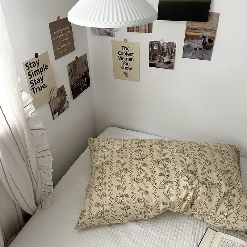 Наволочка из чистого хлопка в полоску, однотонная (Цельный кусок)