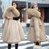 Women's Winter Plus Velvet Large Fur Collar Slim Slimming Mid-length Cotton Jacket M-3XL