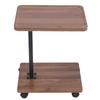 Sofa Side Table Metal Solid Wood Modern Minimalist Rolling Couch End Table Supports Height Adjustment for Laptop