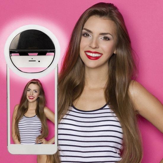 LED Rechargeable Selfie Fill Light Modes Ring Clip-on Round Beauty 3 Light Portable Anti-slip