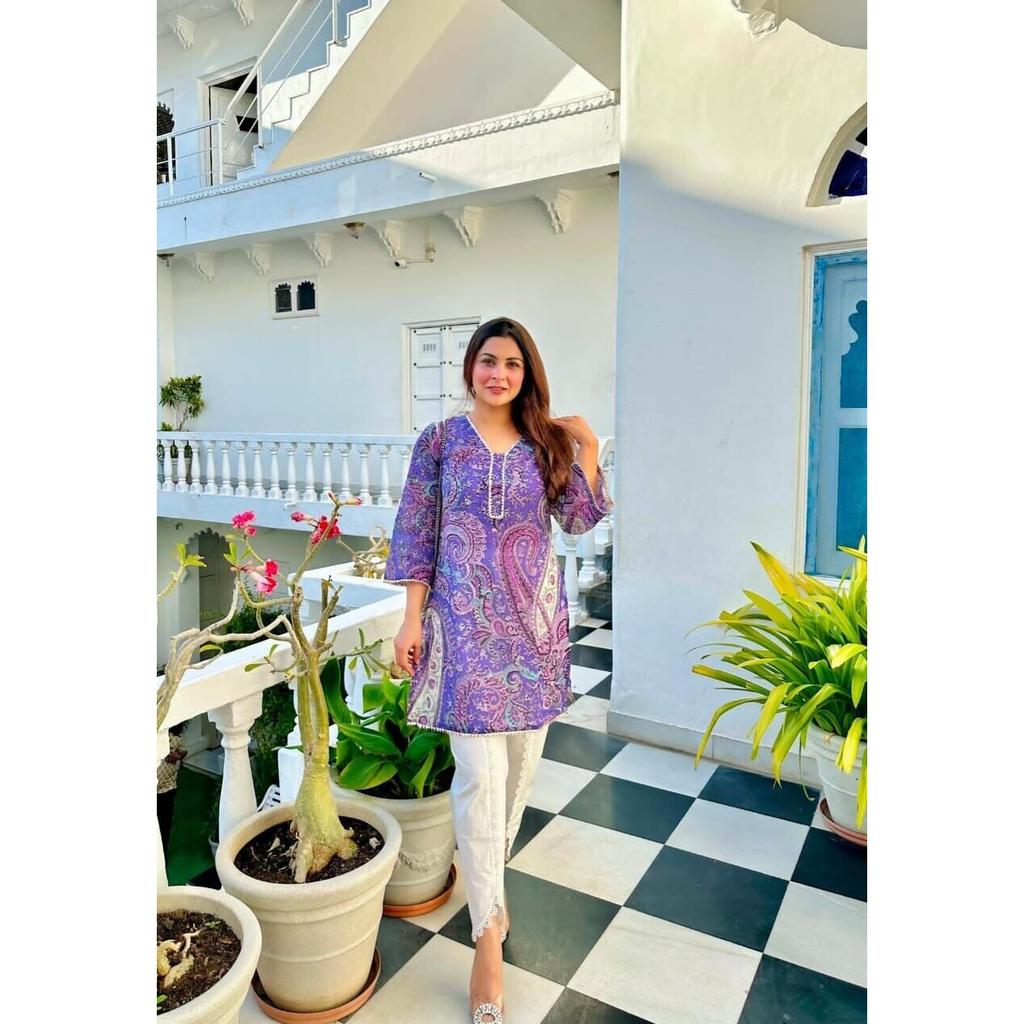 Индийский пакистанский топ-туника курта брюки вельветовый комплект женская праздничная одежда дизайнер Kurti VF-1888