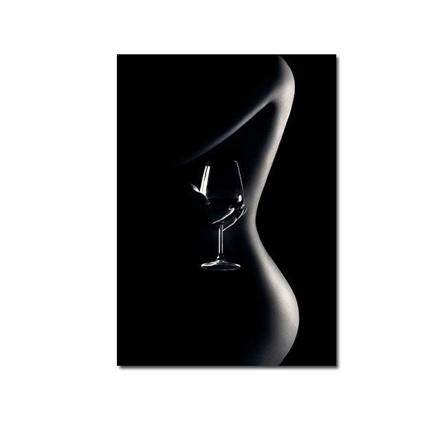 Современная мода, сексуальная женщина, боди-арт, холст, картина, черно-белые постеры с персонажами, принт, холст, настенное искусство для декора гостиной