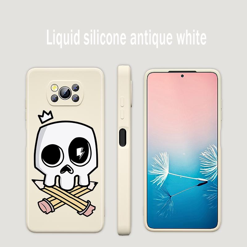 Милый череп с мультяшным рисунком для Xiaomi 6X CC9 E A3 Lite A2 Mix 3 4 Poco X3 NFC X2 M2 C3 M3 Pro F3 GT, жидкий силиконовый чехол для телефона
