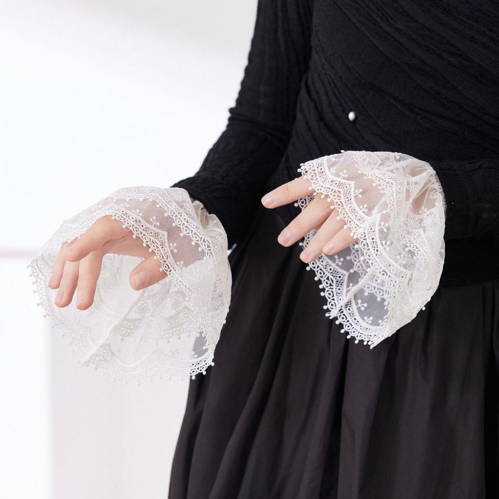 New Spot Lace Sleeves Double Mesh Embroidered Hand-sleeved Clothing Decorative Lace Cuff Accessories