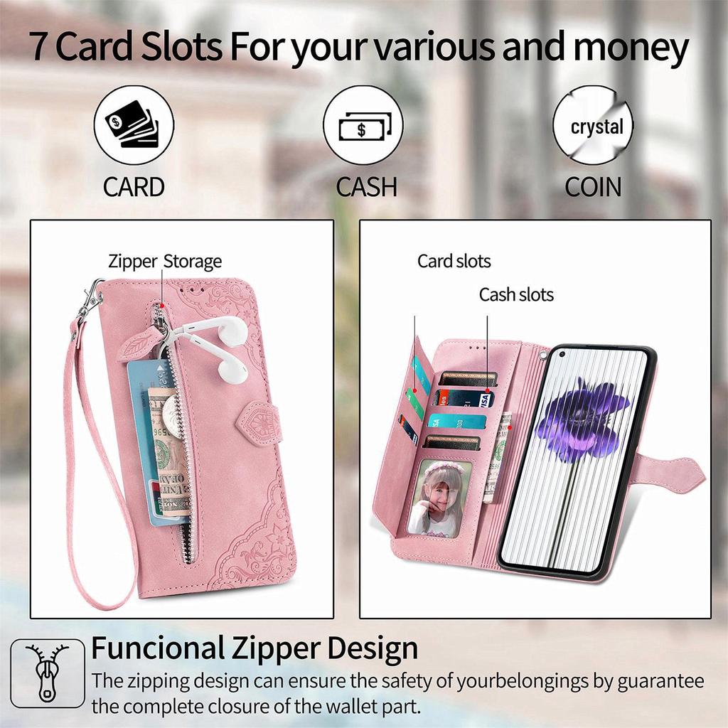 Nothing Phone 3A Leather Case: Flip Cover with Magnetic Card Slot and Bracelet Holder