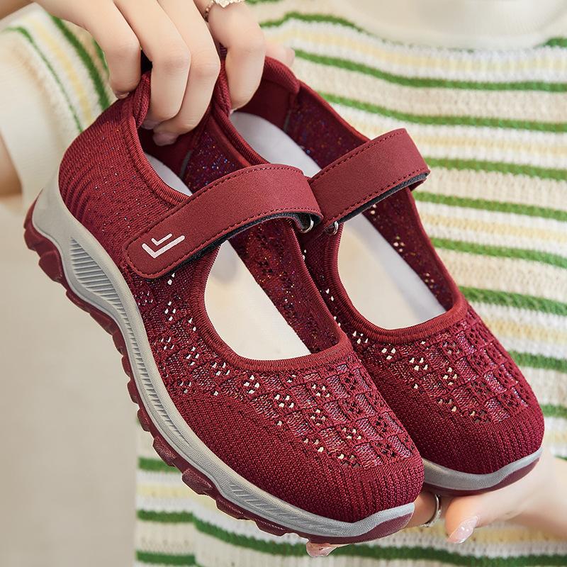 Shoes Women's Mother Shoes Summer New Mesh Shoes Women's Cloth Shoes Middle-aged and Elderly Walking Shoes Soft-soled Elderly Shoes
